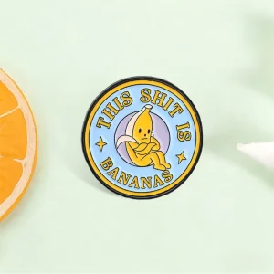 Sarcastic Round Banana Enamel Pin Cute Anthropomorphic Fruit Brooch for Fans and Collectors Gift