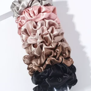 Satin Hair Ties for Women Soft Lightweight Daily Elastic Scrunchie 6 Pack 10cm Ponytail Holder Custom Logo