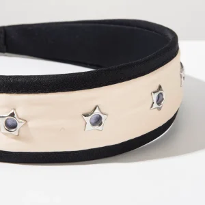 Satin Star Studded Headband Y2K Silver Star Embellished Fabric Hair Hoops Minimalist Casual Hair Accessories for Women