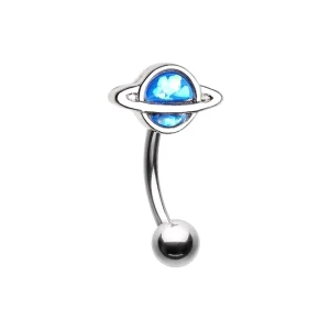 Saturn Planet Eyebrow Ring Stainless Steel Curved Barbell Rook Piercing Fashion Body Jewelry for Women Men