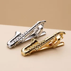 Saxophone Design Novelty Tie Clips Custom Mens Suit Shirt Fashion Accessory Tie Bar Pin Wedding Tuxedo Jewelry Gift