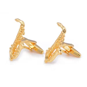 Saxophone Musical Instrument Novelty Cufflinks Custom Men’ Suit Shirt Wedding Tuxedo Jewelry