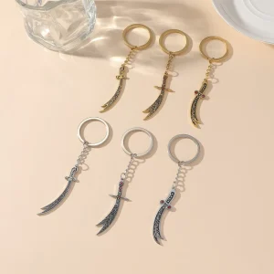 Scimitar Zulfiqar Sword Knife Ali Muslim Islamic Arabic Pvd 316L Stainless Steel Fashion Jewelry Pendant Keychain Eid