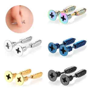 Screw Tragus Piercing Earrings Spike Ear Stud Ring 16G Helix Piercing Earrings Women Men Piercing Jewelry