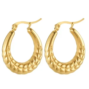 Se122 Stainless Steel Waterdrop Hollow Waterproof Hoop Jewelry Fashion Drop Earrings Charm