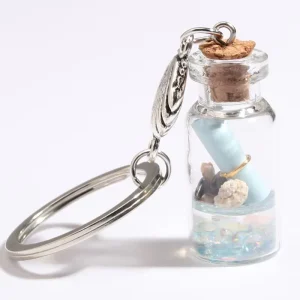 Sea Keychain Shell Starfish Conch Moving Liquid Drift Bottle Key Ring Wishing Key Chains Friendship Gifts Handmade Jewelry