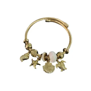 Sea Life Summer Travelling Star Fish Shell Turtle Charms Antique Silver Plated Stainless Steel Trendy Charm Bracelets