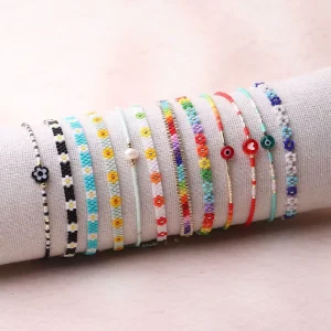Seed Bead Bracelet Factory Handmade Daisy Flower For Summer Beach Jewelry