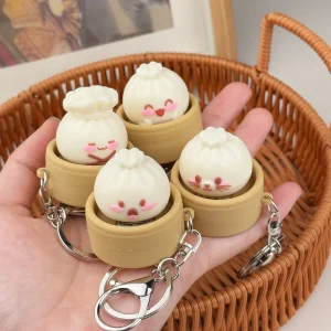 Sensory Cartoon CuteToy Keyboard Keychain Dumplings Button Press Fidget Click Keycap Keyring