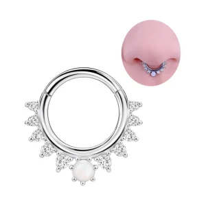 Septum Nose Hoop Ring Surgical Steel Opal Cartilage Earring Nose Piercing Jewelry