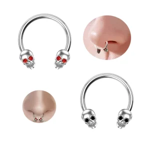 Septum Piercing Nose Ring Skull Horseshoe Ring Circulare Barbell Surgical Steel Daith Tragus Earring Fashion Piercing