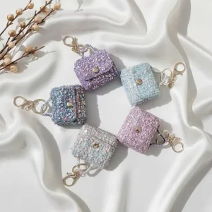 Sequins Leather Bag Charm Keychain Hanging Pendant Accessories