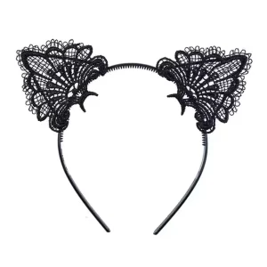 Sexy Black Lace Cat Ears Headbands Lovely Crochet Headbands Show Girl Hair Accessories