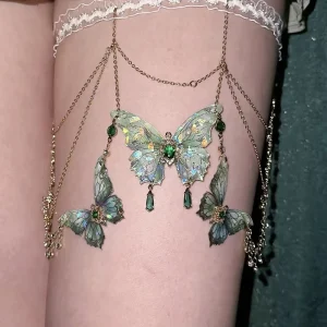 Sexy Fashion butterfly Heart Body Chain Fine Jewelry Decoration Retro Rhinestone Tassel Charming Women’s Leg Chain for Gifts