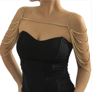 Sexy Hip Hop Layered Fringe Shoulder Chain Women Body Jewelry for Club Wear Bohemian Ethnic Street Style Photoshoot Accessories