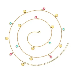 Sexy Multilayer Stainless Steel Belly Chain with Charms 18K Gold Plated Boho Body Jewelry for Summer Vacation Clubwear Jewelry