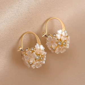 Shell Flower Ball Earrings
