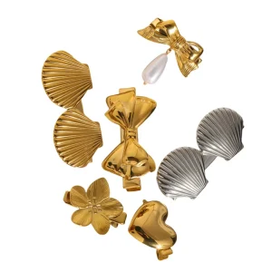 Shell Flower Heart Gold Silver French Hairgrip Barrette Elegant Metal Hair Styling Accessory