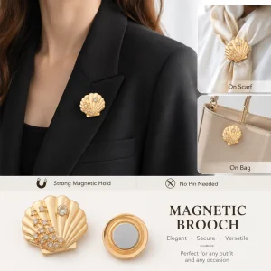 Shell Needle Free Magnetic Brooch Sturdy And Durable Rhinestone Fashion Jewelry Suitable For Dresses Jackets Scarves