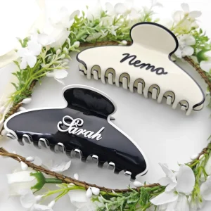 Sheshares Personalized Custom Name Solid Color Acetate Hair Clip for Women