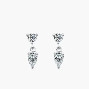 Shining Zircon Water Drop shaped Pendant Earrings For Women 925 Sterling Silver Geometric Design Jewelry Wedding Gift