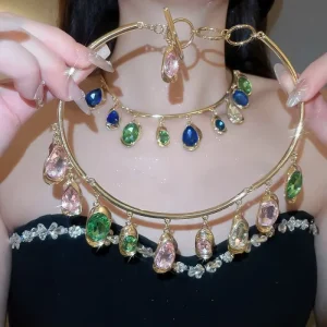 Shiny Crystal Choker Collar Necklace