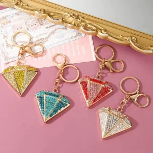 Shiny Crystal Diamond Key Ring Multi color Rhinestone Gem Decor Portable Bag Pendant Elegant Fashion Keychain Gift For Girls