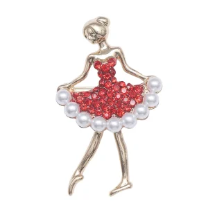 Shiny Crystal Girl Shape Fashion Brooch for Women