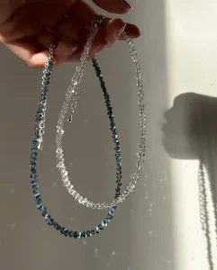 Shiny Crystal Jewelry Handmade Minimalist Waterproof Multicolor Healing Crystal Beaded Choker Necklace
