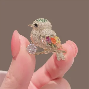 Shiny Crystal Rhinestone Bird Brooch Pin Women Girls Fashion Enamel Cute Zircon Animal Brooches Lady Clothing Jewelry
