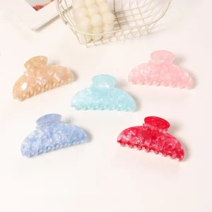 Shiny Gradient Jelly Style Women Claw Shark Clip Custom Logo Women Back of Head Updo Hair Accessory Girl Handmade Hair Claw Clip
