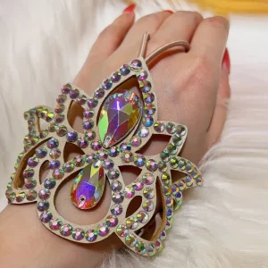 Shiny Rhinestone Belly Dance Jewelry Handmade Bracelet Necklace Set for Stage Dance Costume Decor