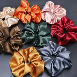 Shiny Satin Large Scrunchies Silk Like Jumbo Hair Tie Elastic Fabric Hair Band for Trendy Daily Styling