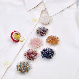 Shirt Button Cufflink Accessories Gold Bead Crystal Button Cover Alloy Material Clothing Accessories for Women