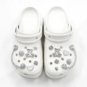 Shoe Charm With Rhinestone Button Flowers Buckle Decorations Women’s Universal Fit Shoe Ornament Decoration