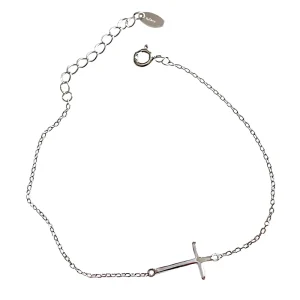 Sideways Cross Bracelet 925 Sterling Silver Fashion Chain Link Bracelets Women Designer Custom Adjustable Simple Fine Jewelry