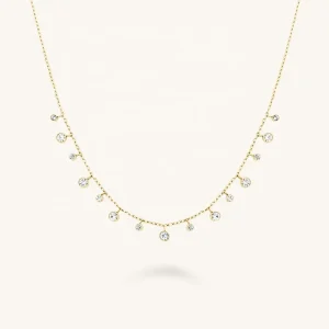 Silver 925 Jewelry Bezel Diamond Zircon Charm Necklace Choker for Women