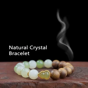 Silver Artisan Natural Crystal Stretch Beaded Bracelet Handmade Healing Stone Trendy Butterfly Fashion Niche Design