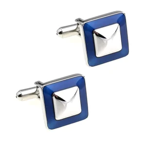 Silver Blue Black Red Square Cuff Links Custom Mens Formal Dress Business Suit Shirt Wedding Tuxedo Trendy Cufflinks