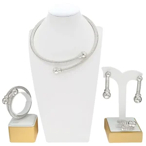 Silver Color African Women Jewelry Set Italian Brazilian Gold Style Bridal Exaggerated Accessories