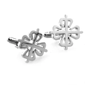 Silver Color Cross Cufflinks Custom Hollow Out Flower Wedding Business Party Suit Shirt Sleeve Cuff Links