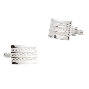 Silver Craved Strips Cufflinks Custom Men’s Suit Shirt Fashion Accessory Wedding Tuxedo Trendy Jewelry Premium Gift