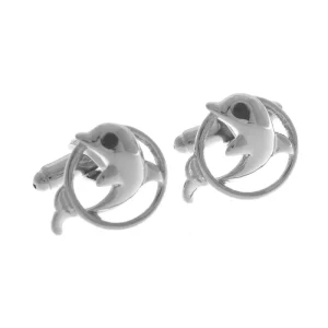 Silver Dolphin Novelty Cufflinks for Men Custom Fashion Accessory for Suit Shirt Wedding Tuxedo & Trendy Jewelry