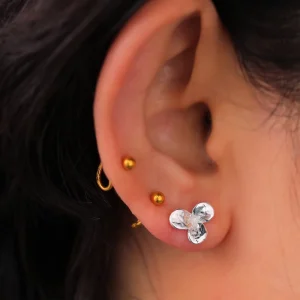 Silver Earrings 925 Sterling Original Cute Flower Chunky Minimalist Fashion Earrings Women For Party Gift