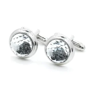 Silver Fish Scale Stone Elegant Cufflinks Custom Men’s Suit Shirt Fashion Accessory Wedding Tuxedo Trendy Jewelry Gift