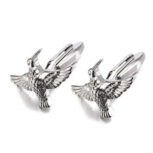 Silver Flying Bird Novelty Cufflinks Custom Men’s Suit Shirt Fashion Accessory Wedding Tuxedo Trendy Jewelry Gift Set