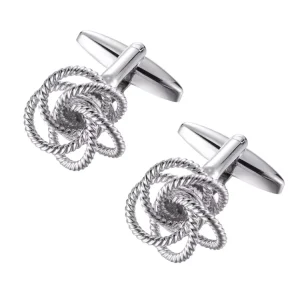 Silver Gold Knot Elegant Cufflinks Custom Men’s Suit Shirt Fashion Accessory Wedding Tuxedo Trendy Jewelry Gift Set