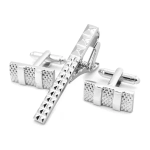 Silver Gold Plated Luxury Cufflinks Tie Clip Custom Mens Suit Shirt Tie Bar Tuxedo Jewelry Cufflinks Tie Pin Gift Set
