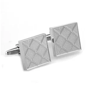 Silver Grid Texture Simple Cufflinks Custom Mens Suit Shirt Fashion Jewelry Wedding Tuxedo Trendy Accessory Cufflinks