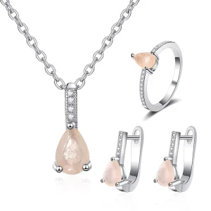 Silver Jewelry 925 Sterling Silver Women Sets CZ Crystal Women Bridal Wedding Party Earrings Necklace Jewelry Set